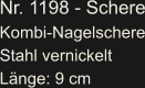 Nr. 1198 - Schere Kombi-Nagelschere Stahl vernickelt Länge: 9 cm